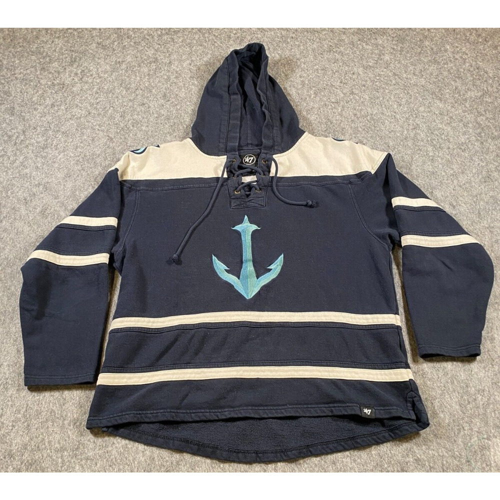 47 Brand Seattle Kraken Deep Sea Anchor Hoodie Size Large Longsleeve Hockey